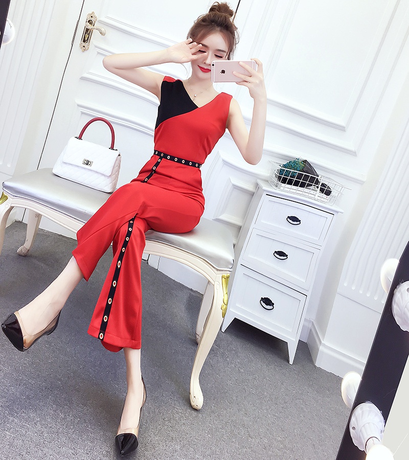 Temperament fashion jumpsuit slim irregular long pants