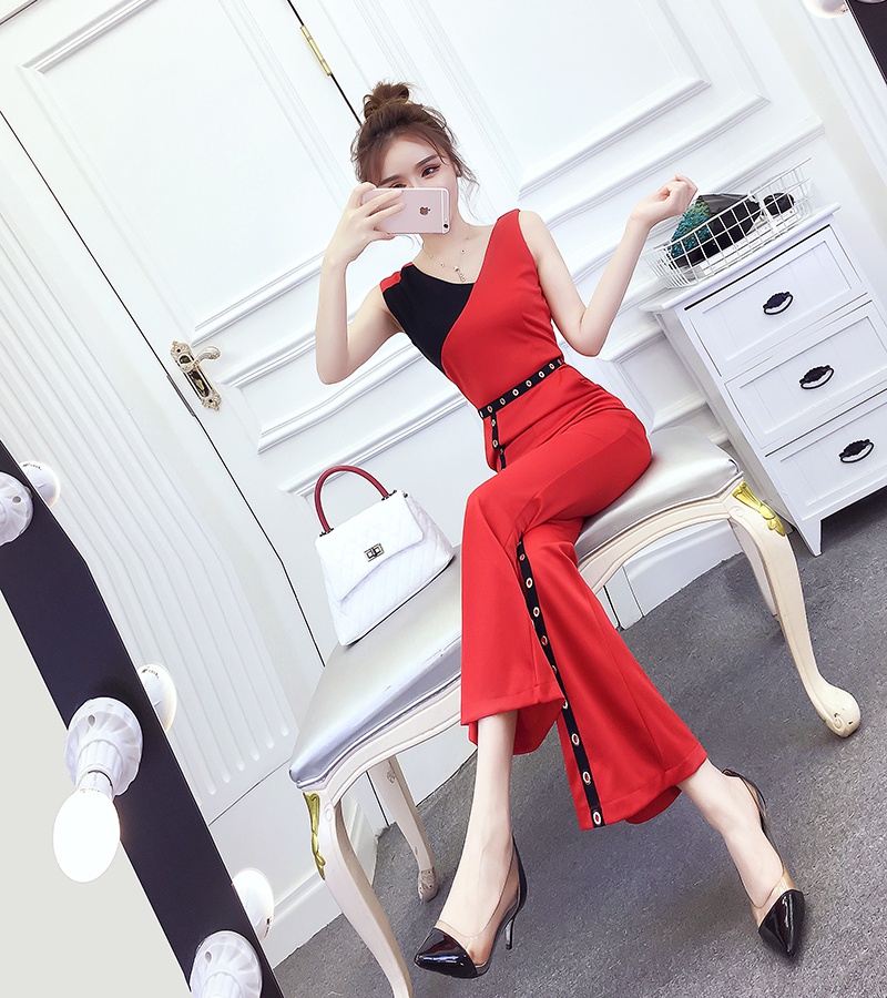 Temperament fashion jumpsuit slim irregular long pants