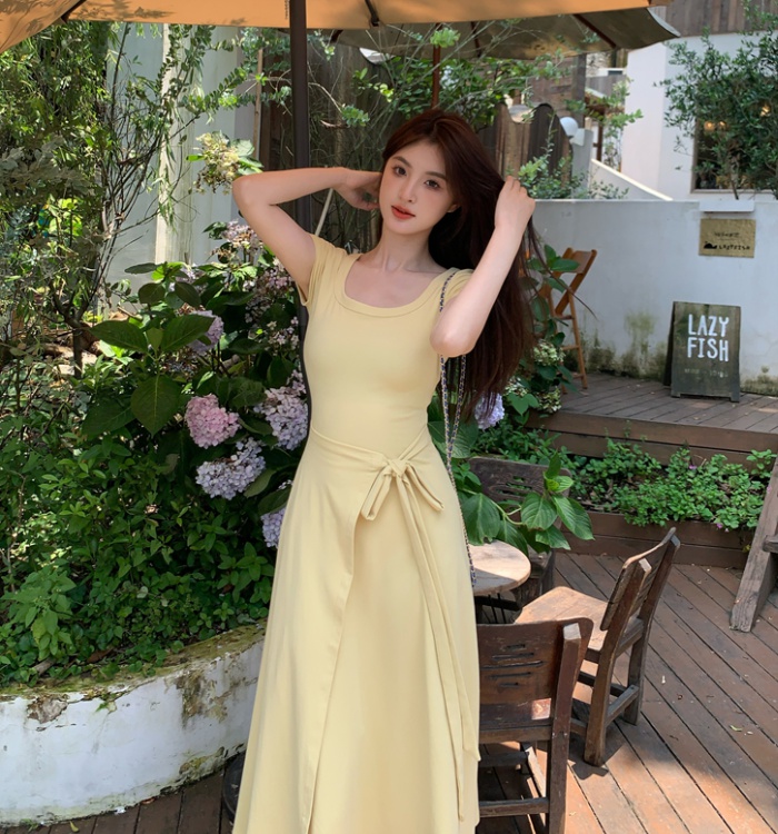 Niche slim dress France style summer long dress for women