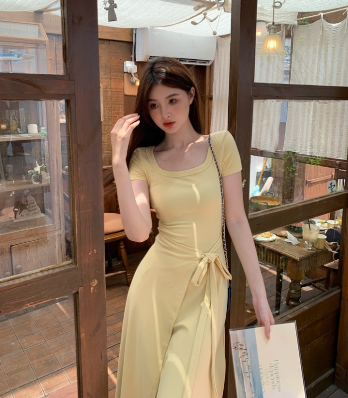 Niche slim dress France style summer long dress for women