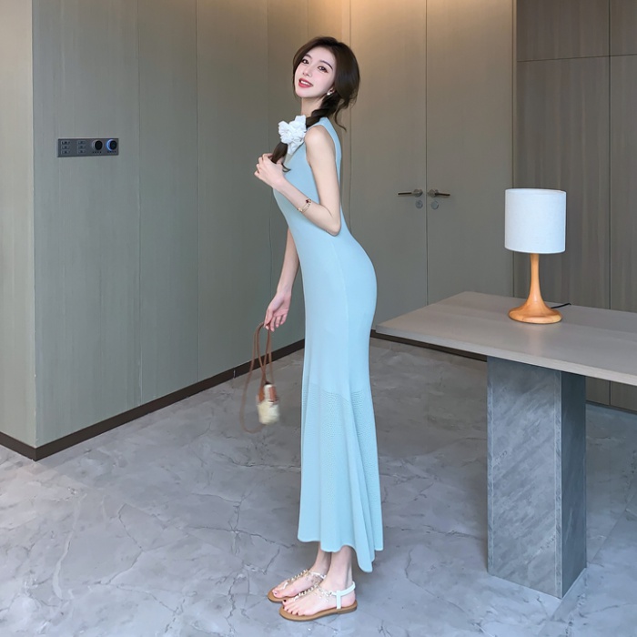 Knitted hollow dress tender slim long dress for women