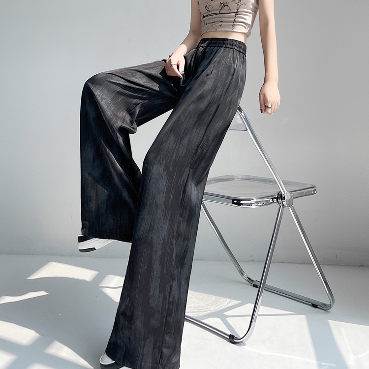 Ice silk summer tie dye Casual wide leg pants for women