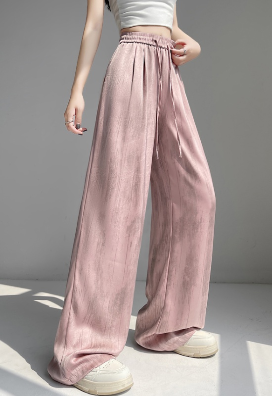 Ice silk summer tie dye Casual wide leg pants for women