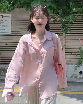 Pink summer tops thin Korean style shirt for women