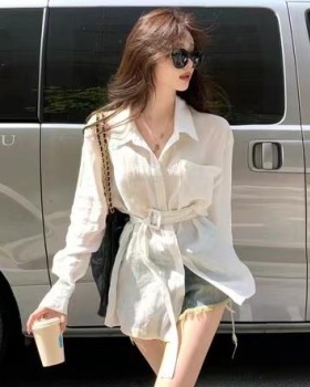 Air conditioning long sleeve shirt summer white tops