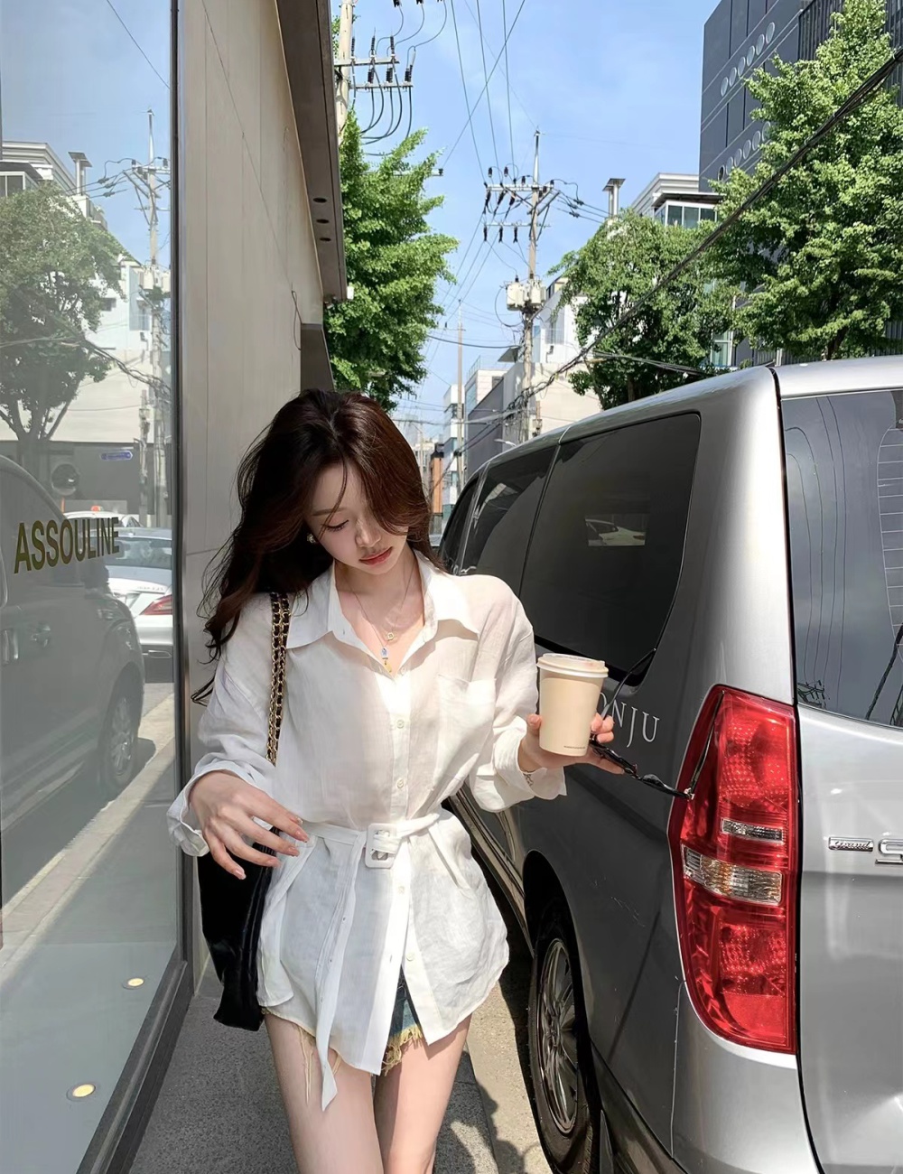 Air conditioning long sleeve shirt summer white tops