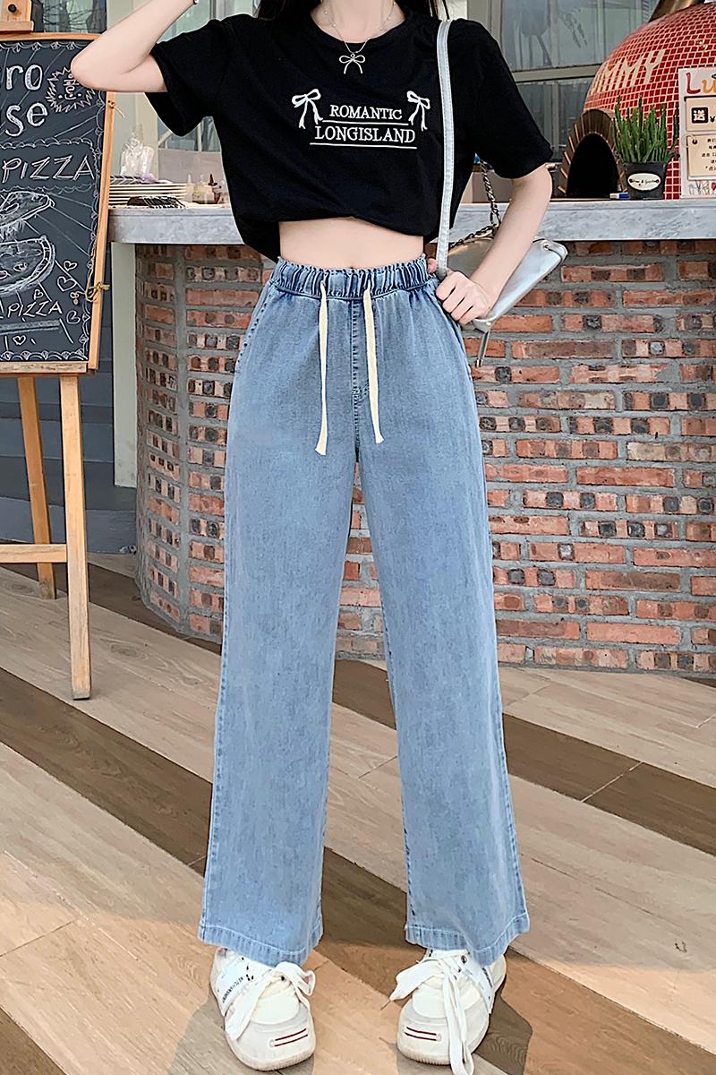 Summer high waist long pants college style pants for women