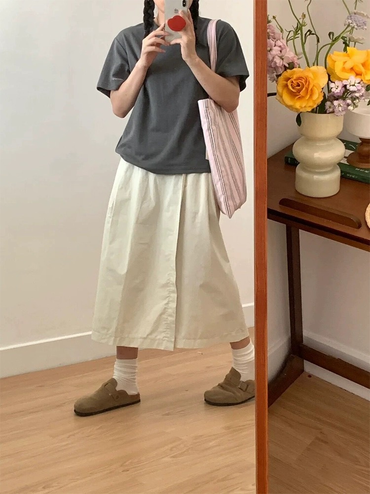 High waist straight skirt summer niche culottes for women