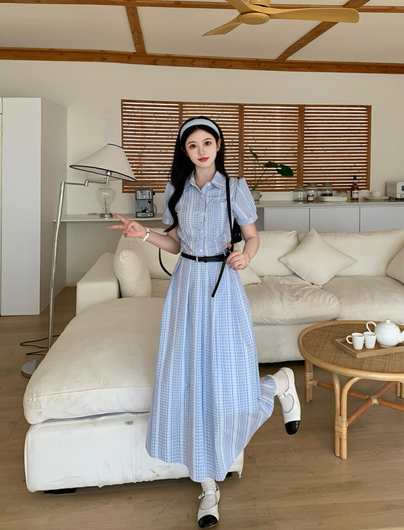 Large yard slim shirt pinched waist dress for women