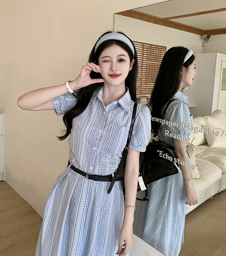 Large yard slim shirt pinched waist dress for women