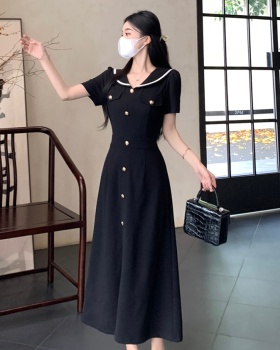 France style college style navy collar slim fat dress
