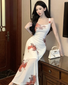 Package hip long dress printing dress for women
