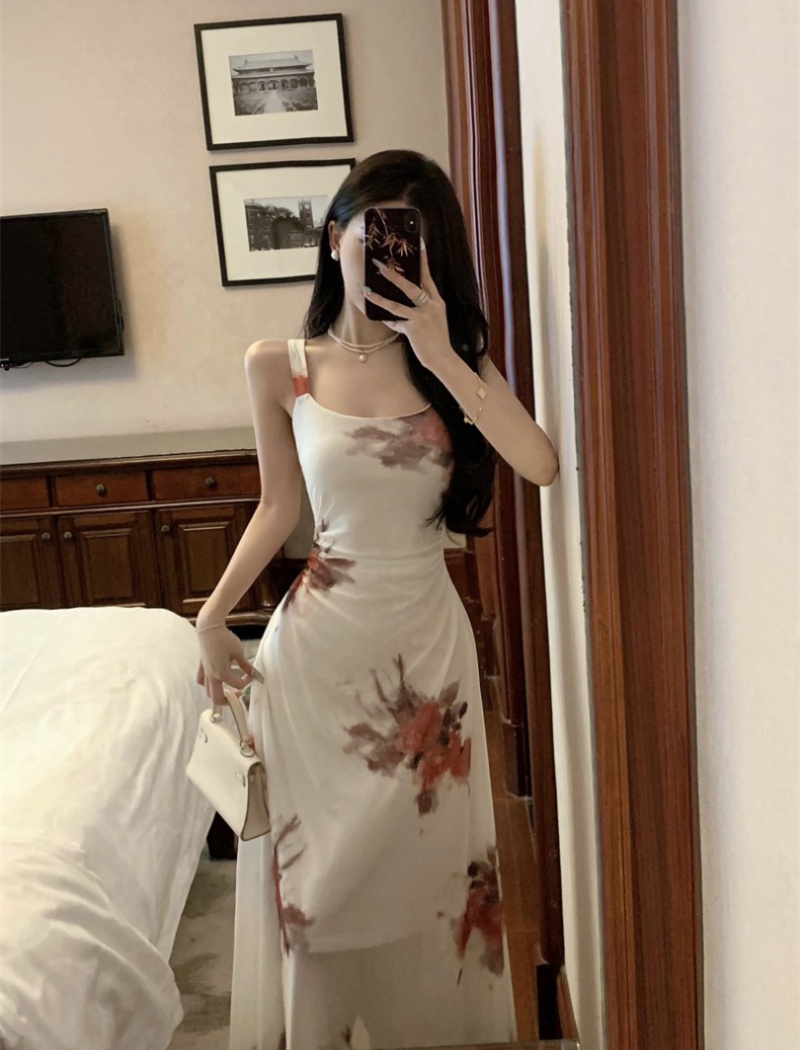 Package hip long dress printing dress for women