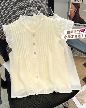 Chanelstyle small tops Cover belly chiffon doll shirt