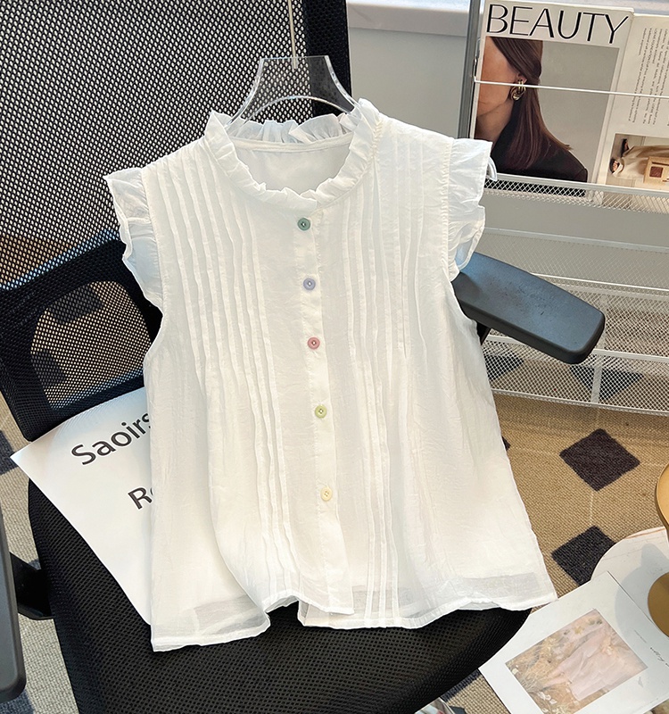 Chanelstyle small tops Cover belly chiffon doll shirt