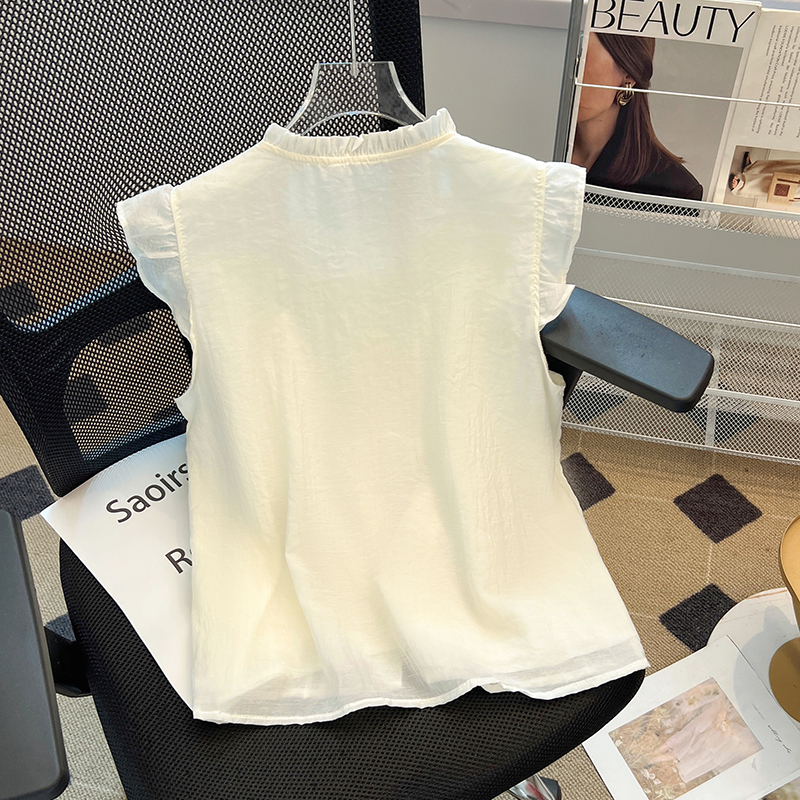 Chanelstyle small tops Cover belly chiffon doll shirt