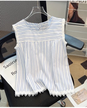 France style summer shirt stripe small shirt for women