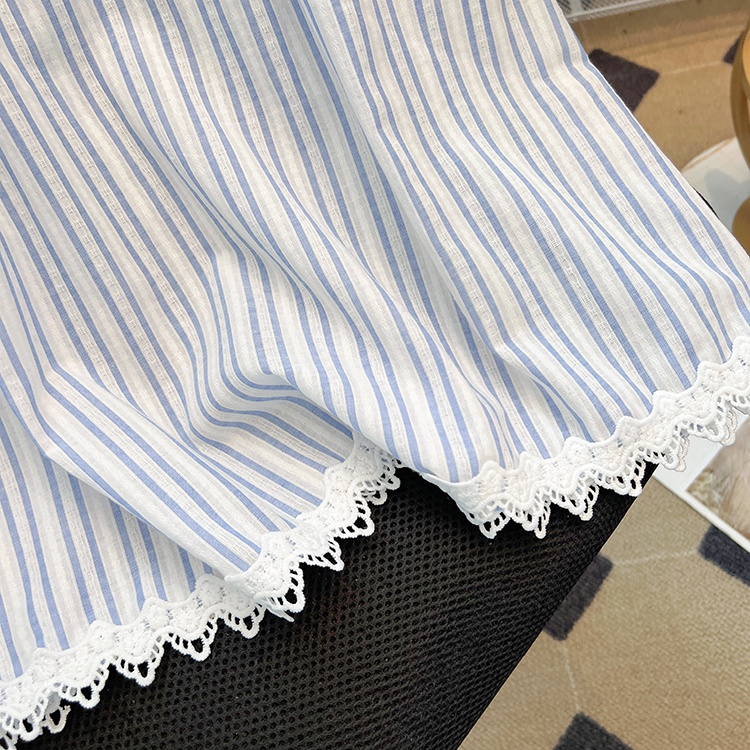 France style summer shirt stripe small shirt for women