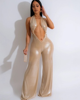 Navel temperament sexy European style jumpsuit for women