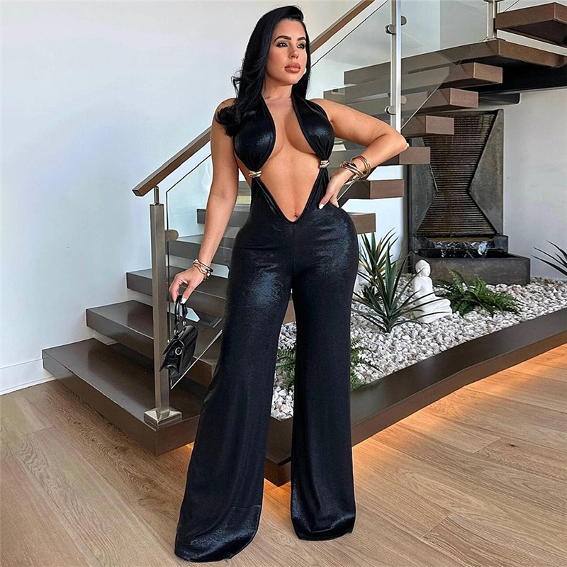 Navel temperament sexy European style jumpsuit for women