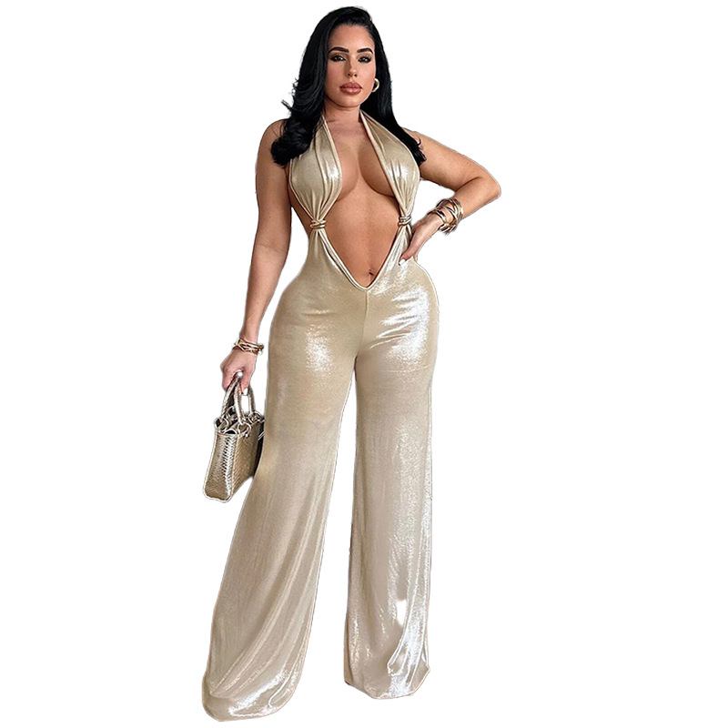 Navel temperament sexy European style jumpsuit for women