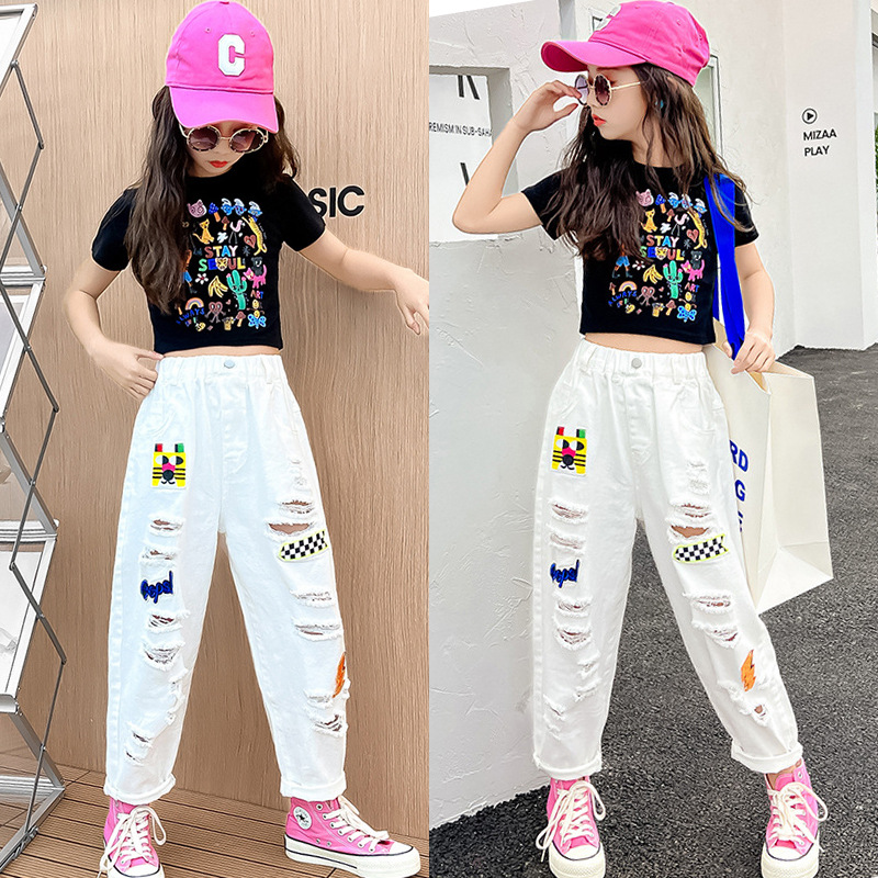 Summer short sleeve pants loose nine pants 2pcs set