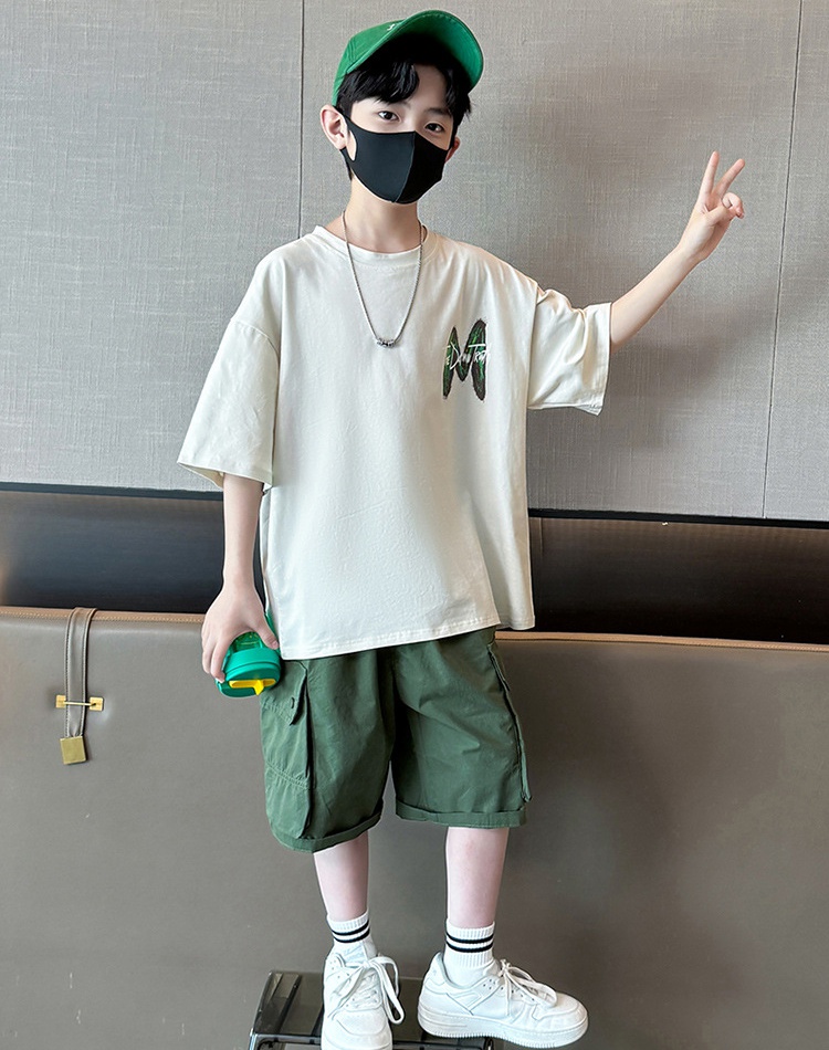 Sports child big child thin handsome boy shorts a set