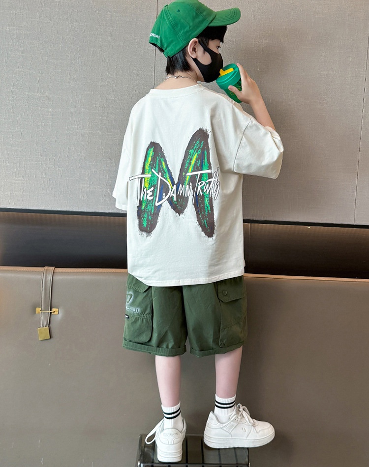 Sports child big child thin handsome boy shorts a set