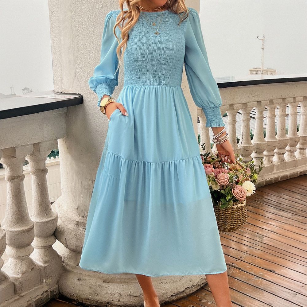 Puff sleeve temperament elegant dress for women