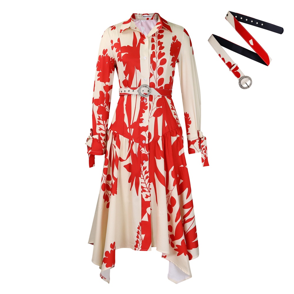 Printing European style large yard dress for women