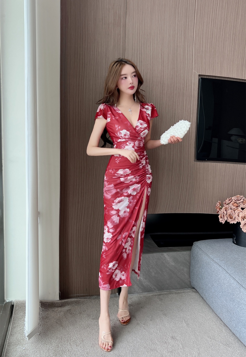 Summer retro France style temperament niche long dress