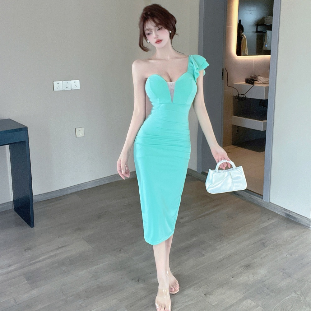 Long package hip formal dress sexy lotus leaf edges dress