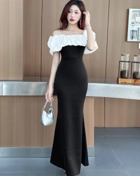 Flat shoulder slim evening dress light luxury mermaid dress