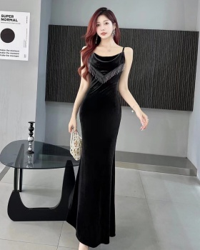 Nightclub velvet dress slim low-cut evening dress