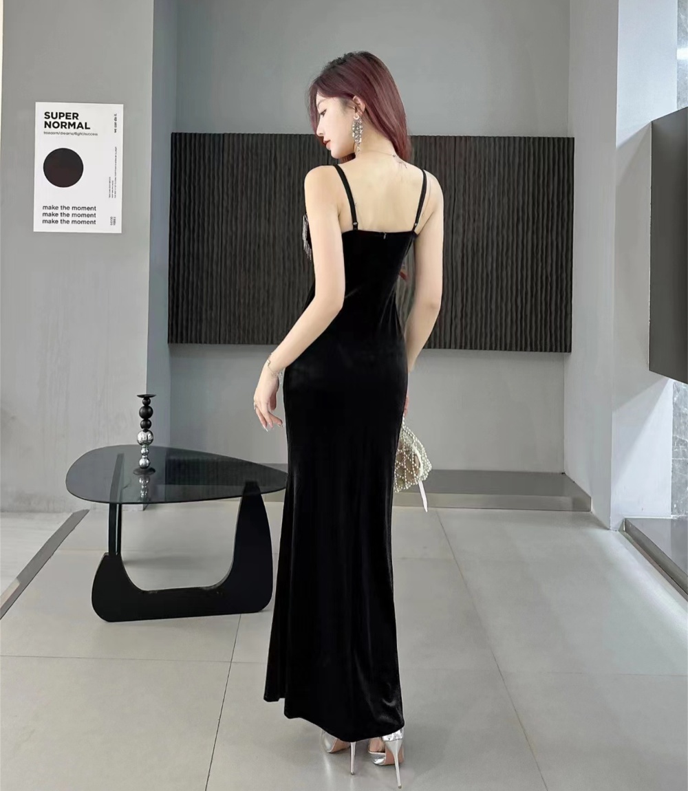 Nightclub velvet dress slim low-cut evening dress