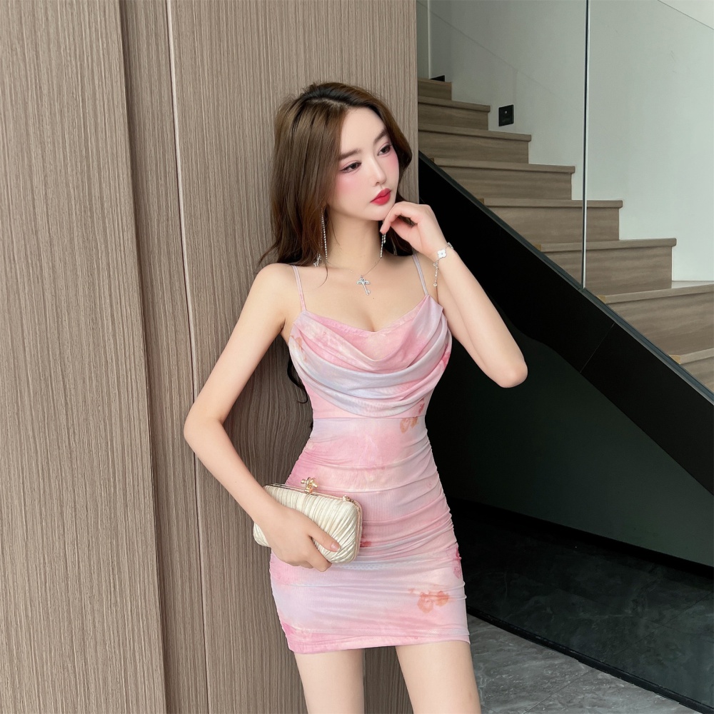 Sling gauze bottoming package hip strapless dress