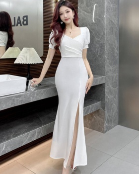 Slim tight long dress short sleeve dress for women