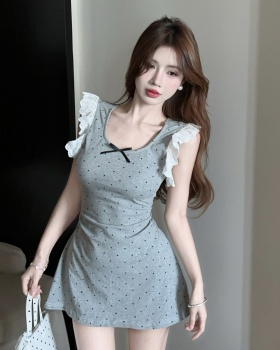 Fashion enticement T-back boats sleeve dress for women