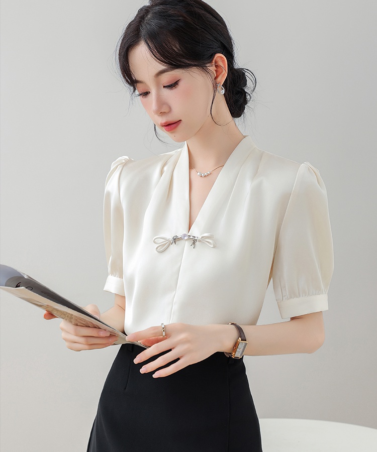 Satin retro tops summer light small shirt for women