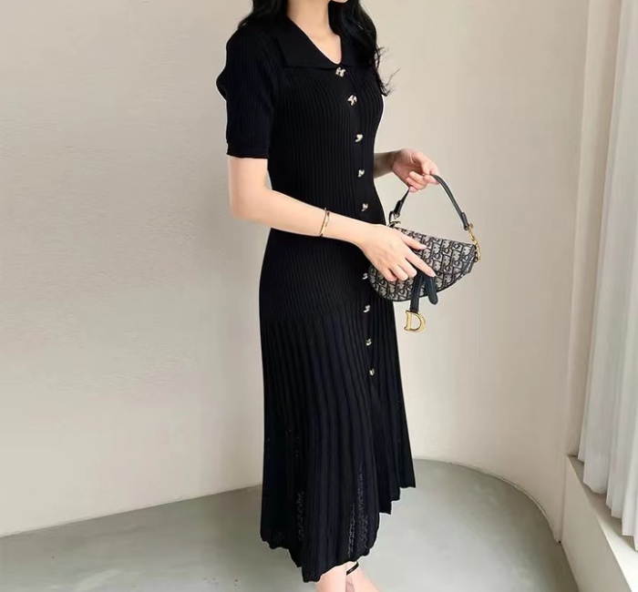 Pinched waist knitted Korean style splice slim dress