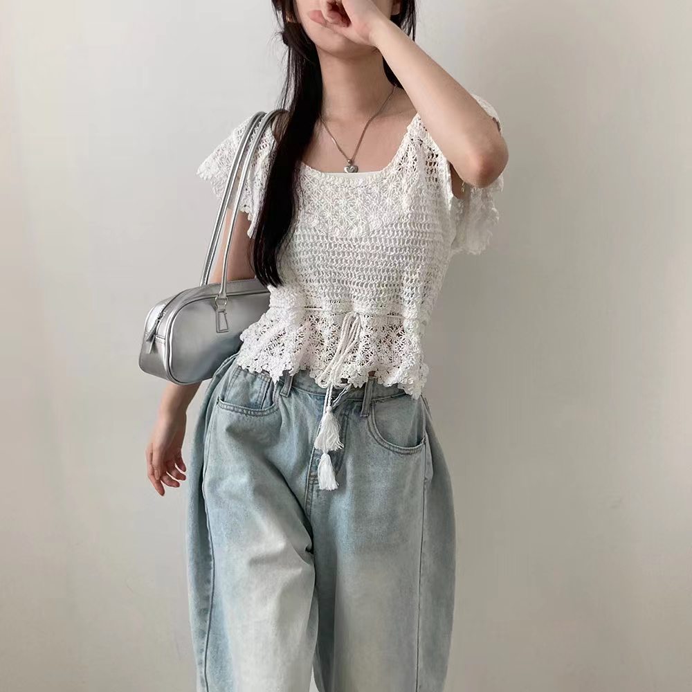 Hollow niche vest knitted tops for women