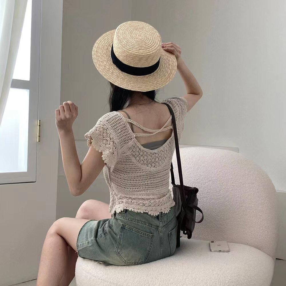 Hollow niche vest knitted tops for women