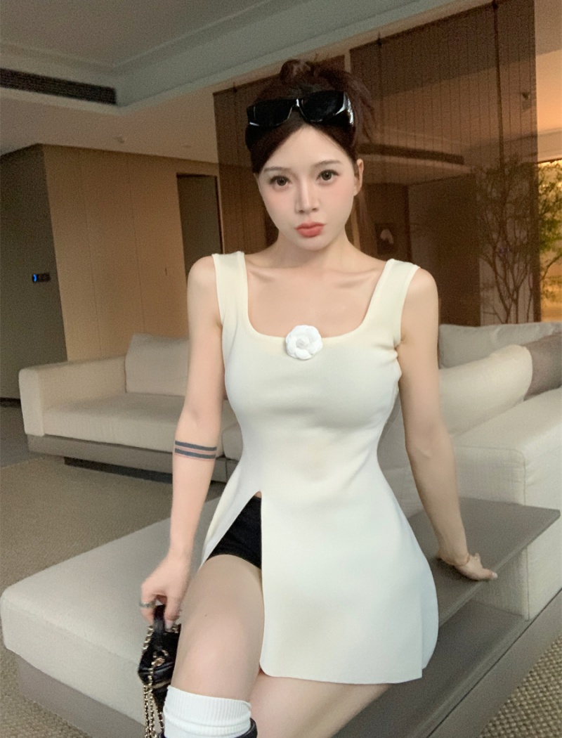 Slim split summer vest sweet sleeveless sling tops