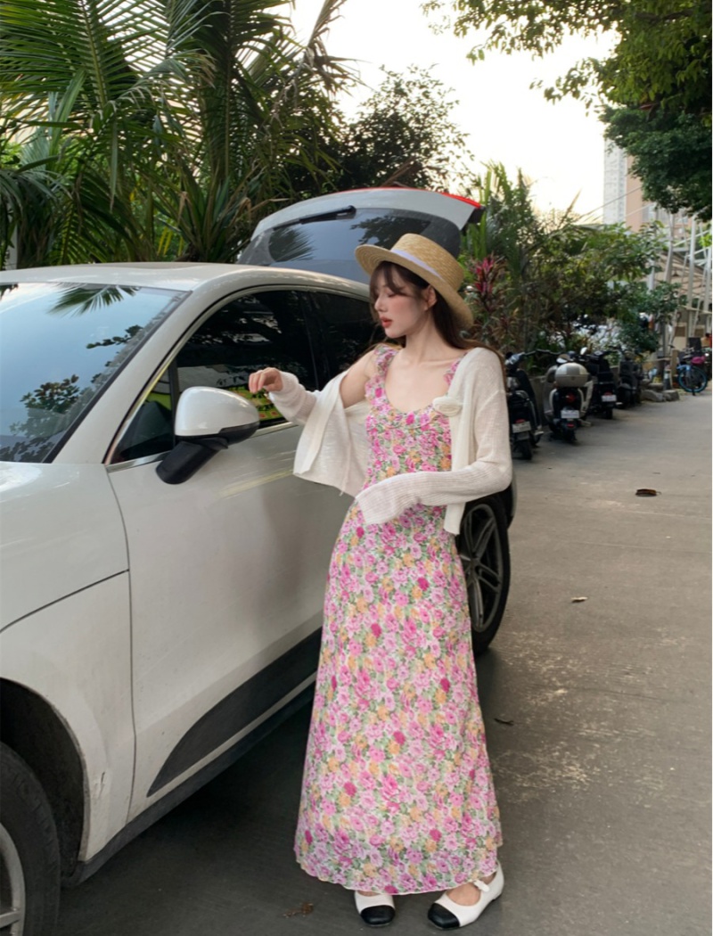 High waist boats sleeve long dress pink slim dress