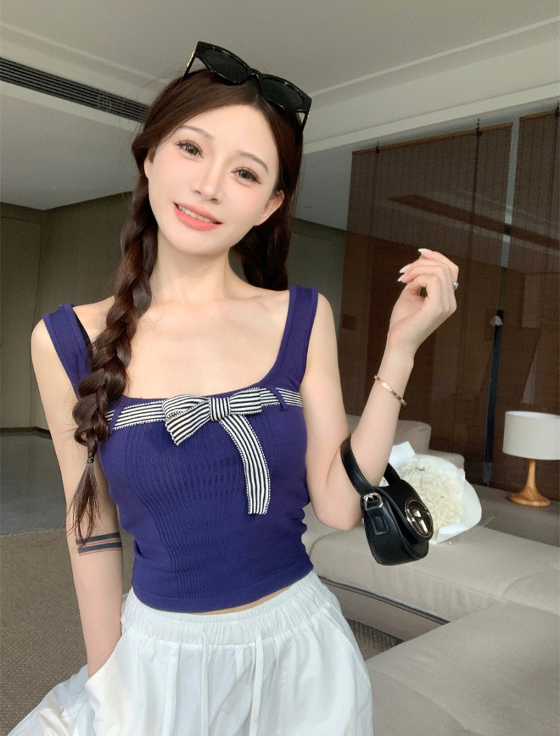 Temperament summer slim small sling bow college style vest