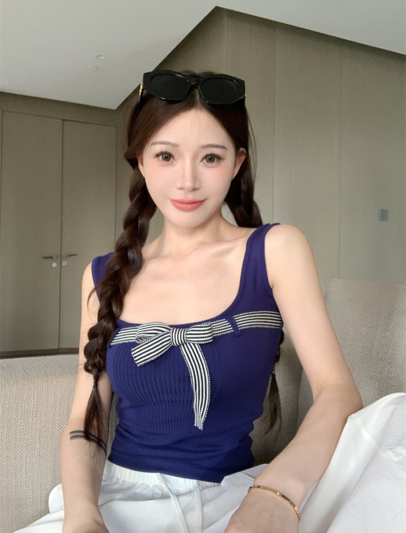 Temperament summer slim small sling bow college style vest