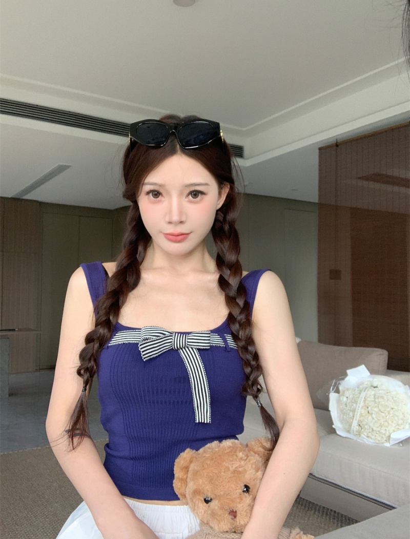 Temperament summer slim small sling bow college style vest