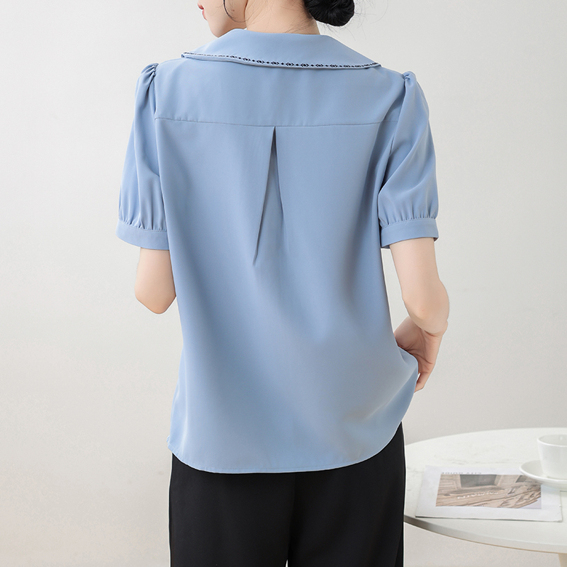 Slim summer lapel shirt temperament niche tops for women