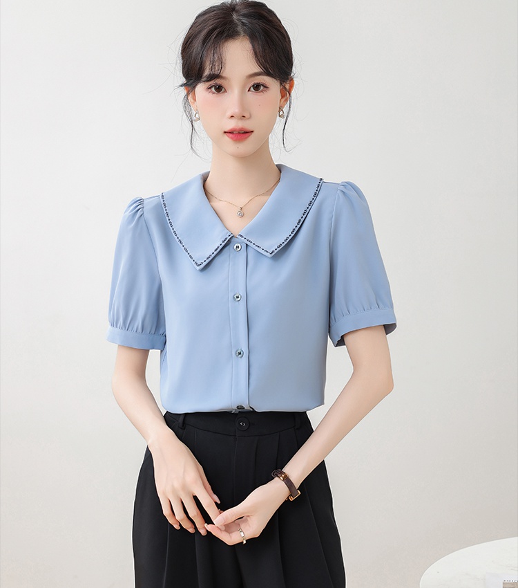 Slim summer lapel shirt temperament niche tops for women