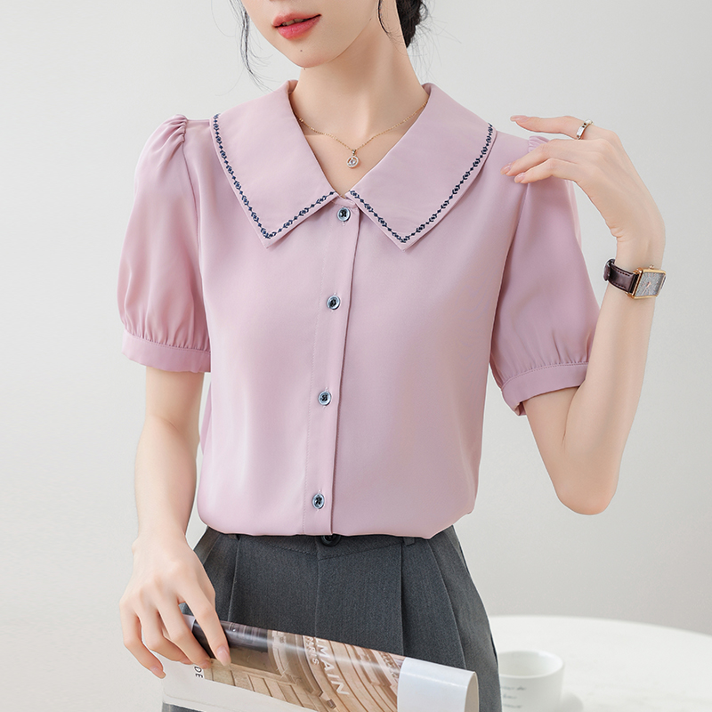 Slim summer lapel shirt temperament niche tops for women